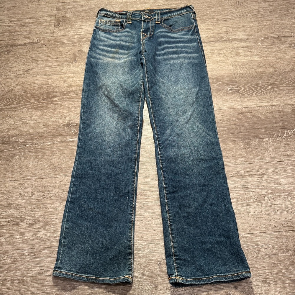 True Religion Ricky Jeans Women 14 Blue Denim‎ Relaxed Straight Horseshoe Y2K